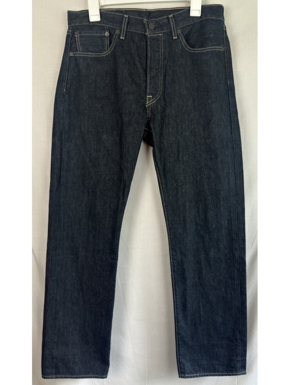 Levis 501 Original Fit Jeans Mens 32x30 Dark Wash Indigo Straight Leg Button Fly